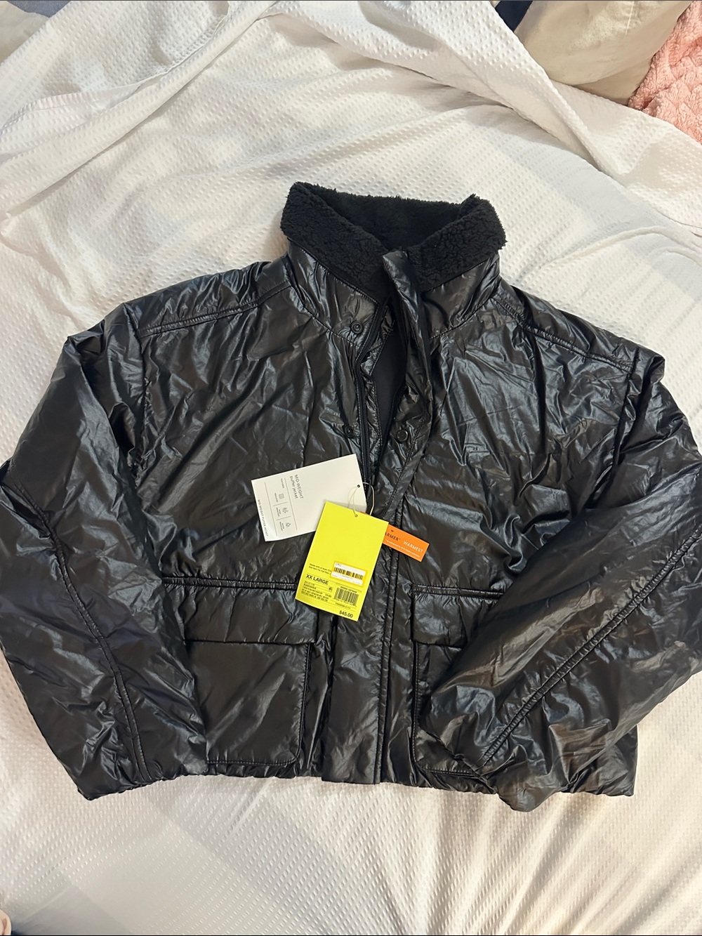 all in motion Black Puffer Jacket with Sherpa Collar